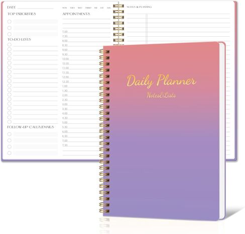 Doura Undated Daily Planner with Hourly Schedule - Simplified To Do List Notebook- Daily Schedule Planner with Spiral Binding, 9.5"*7", Black in Saudi Arabia