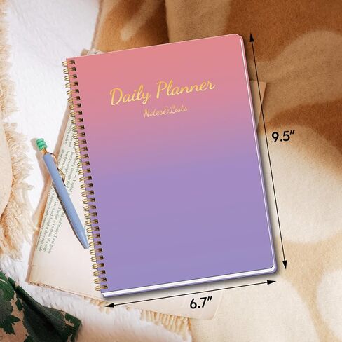Doura Undated Daily Planner with Hourly Schedule - Simplified To Do List Notebook- Daily Schedule Planner with Spiral Binding, 9.5"*7", Black in Saudi Arabia