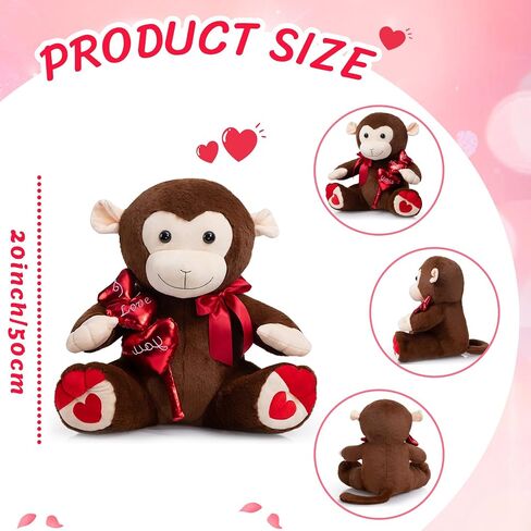 HollyHOME I Love You Panda Stuffed Animal Plush Panda with Red Hearts and Bow Sweet Plush Toy Gift 20 inches in Saudi Arabia