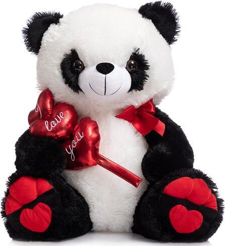 HollyHOME I Love You Panda Stuffed Animal Plush Panda with Red Hearts and Bow Sweet Plush Toy Gift 20 inches in Saudi Arabia