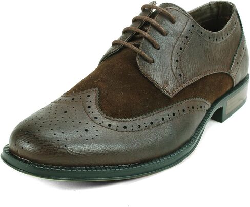 Alpine Swiss Zurich Mens Wing Tip Oxfords Two Tone Brogue Medallion Dress Shoes in Kuwait