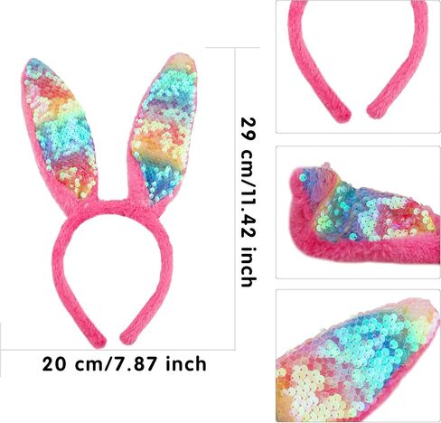 16 PCS Easter Bunny Ear Beadband Colorful Plush Rabbit Ears Hair Haoop for Easter Party Cosplay Assume Assumeory in Kuwait