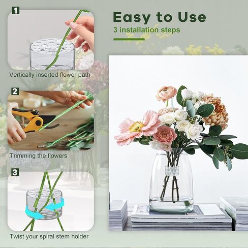2 Pack Spiral Ikebana Stem Holder for Flowers Vases, Reusable Spiral DIY Bouquet Twister Flower Arrangement Holder (Transparent) in Saudi Arabia