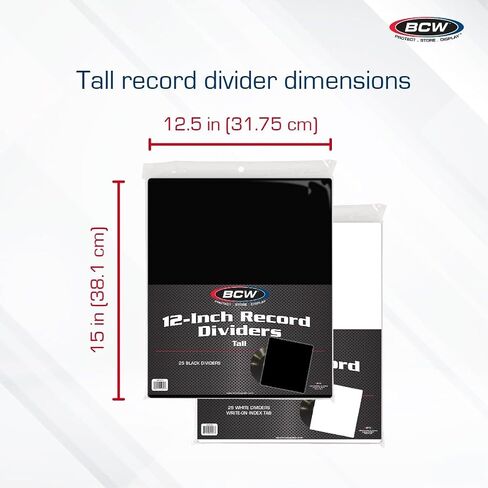 BCW Tall Dividers for 12 in Records - White | 25 Pack | Premium Quality Vinyl Storage in Kuwait