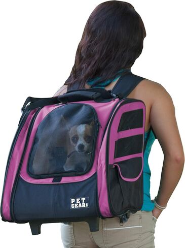 Pet Gear I-GO2 Traveler Roller Backpack, Travel Carrier, Car Seat for Cats/Dogs, Mesh Ventilation, Included Tether, Telescoping Handle, Storage Pouch, Green Clover in Saudi Arabia