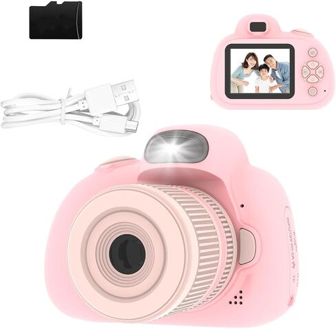 Kids Camera,Kids Digital Camera with Rotating Zoom Lens,1080P HD Digital for Kids with Flash,32GB SD,Christmas Birthday Gifts for Girls Boys 3-12 (Black, D6S) in Saudi Arabia