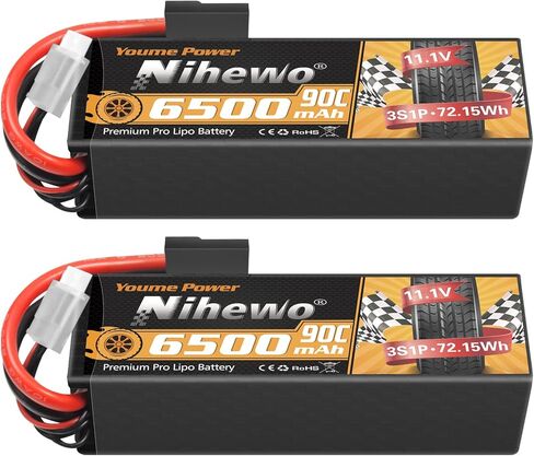 2S Lipo Battery 2Packs 7.4v RC Lipo Battery Pack 6500mAh 90C علبة صلبة مع PLUCT TX + EC5 متوافقة مع 1/8 و 1/10 RC Truck Car Car Truggy Racing Models in Saudi Arabia