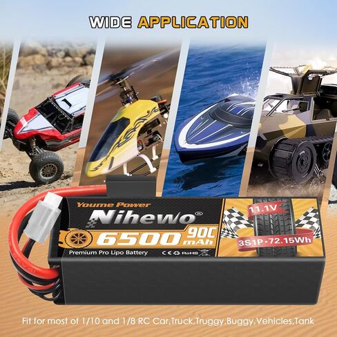 2S Lipo Battery 2Packs 7.4v RC Lipo Battery Pack 6500mAh 90C علبة صلبة مع PLUCT TX + EC5 متوافقة مع 1/8 و 1/10 RC Truck Car Car Truggy Racing Models in Saudi Arabia