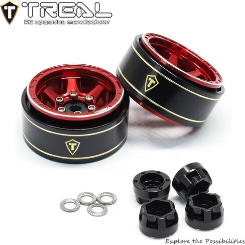 TREAL SCX24 Wheels 1.0" Beadlock Wheels (4P) Scale-Look Concave Six Spoke Rim Crawler Wheels for Axial SCX24 -Type D (Blue) in Saudi Arabia