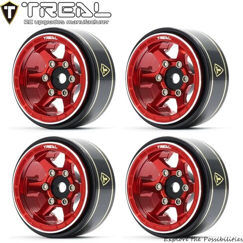 TREAL SCX24 Wheels 1.0" Beadlock Wheels (4P) Scale-Look Concave Six Spoke Rim Crawler Wheels for Axial SCX24 -Type D (Blue) in Saudi Arabia