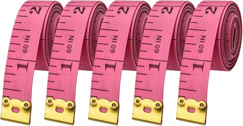 5 Pcs Flexible Tape Measure, 150cm/60 inch, Pack of 5, Accurate Dual Scale Standard & Metric Measurements Tape,Soft Measuring Tape for Body, Weight Loss Sewing Tailor Craft Ruler (Pink) in Kuwait