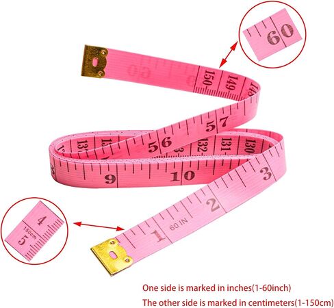 5 Pcs Flexible Tape Measure, 150cm/60 inch, Pack of 5, Accurate Dual Scale Standard & Metric Measurements Tape,Soft Measuring Tape for Body, Weight Loss Sewing Tailor Craft Ruler (Pink) in Kuwait