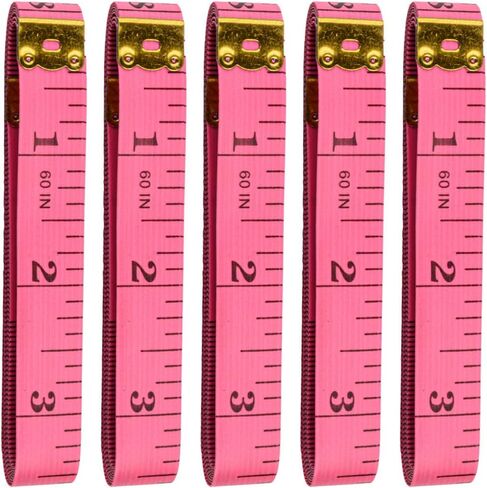 5 Pcs Flexible Tape Measure, 150cm/60 inch, Pack of 5, Accurate Dual Scale Standard & Metric Measurements Tape,Soft Measuring Tape for Body, Weight Loss Sewing Tailor Craft Ruler (Pink) in Kuwait