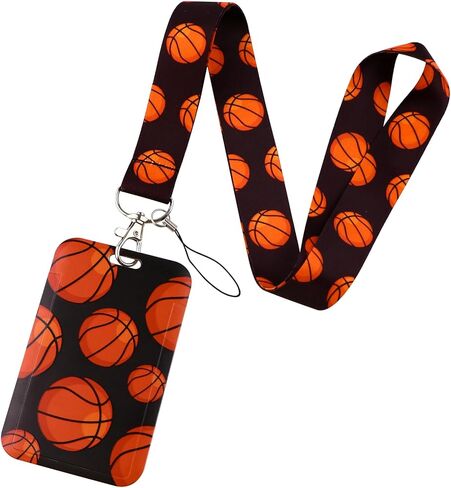 Basketball Lanyards with ID Badges Sports Neck Lanyard ID Holder Student School Teacher Keychain Lanyard for Keys Boys Girls in Saudi Arabia