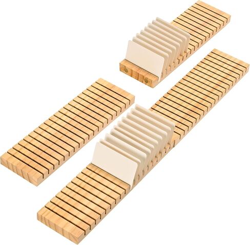 WILLOWDALE 4Pcs 12" Wooden Name Badge Holder Organizer, Counter Card Holder Stand for Name Tag ID Badge Plastic Card Holder, Detachable Business Card Holder Display Tray for Desk Office Reception in Kuwait