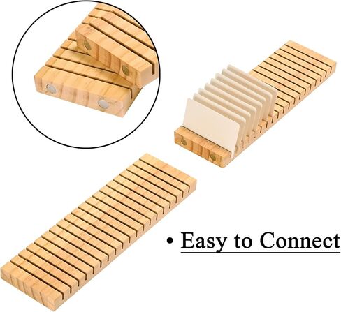 WILLOWDALE 4Pcs 12" Wooden Name Badge Holder Organizer, Counter Card Holder Stand for Name Tag ID Badge Plastic Card Holder, Detachable Business Card Holder Display Tray for Desk Office Reception in Kuwait