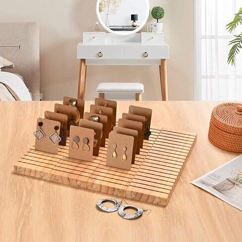 WILLOWDALE 4Pcs 12" Wooden Name Badge Holder Organizer, Counter Card Holder Stand for Name Tag ID Badge Plastic Card Holder, Detachable Business Card Holder Display Tray for Desk Office Reception in Kuwait