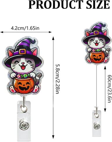 Halloween Badge Reels Retractable Skull Badge Reel Flower Nurse Badge Reel Acrylic Alligator Clip Halloween Badge Holder Retractable Clip for Nurse Teacher Student Office Name Accessories in Saudi Arabia