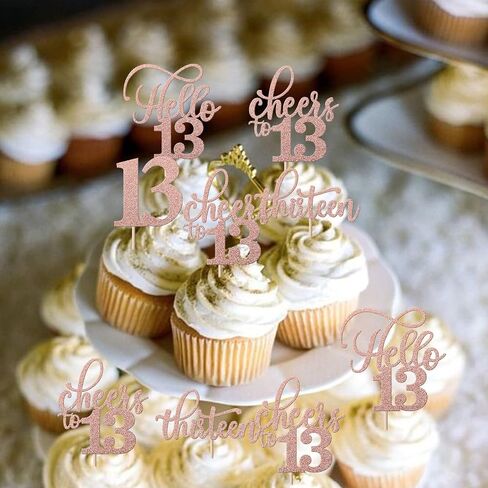 Rsstarxi 30 Pack 8th Birthday Cupcake Toppers Rose Gold Glitter Eight Hello 8 Cupcake Picks Cheers to 8 Years Old Cake Decorations for 8th Birthday Party Supplies in Kuwait