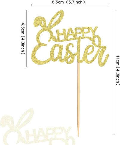 Ercadio 24 Pack Easter Bunny Ear Cupcake Toppers, Blue Glitter Rabbit Ears Cupcake Picks, Easter Day Cake Toppers for Easter Theme Spring Birthday Baby Shower Party Supplies in Kuwait