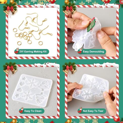 Boutigem 2Pcs Geometrical Earring Silicone Mold Fish Star Teardrop Irregular Shape Resin Casting Molds with Earring Hooks Jump Rings for Necklace Keychain Jewelry Making Craft DIY in Kuwait