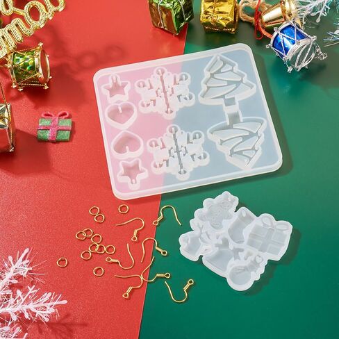 Boutigem 2Pcs Geometrical Earring Silicone Mold Fish Star Teardrop Irregular Shape Resin Casting Molds with Earring Hooks Jump Rings for Necklace Keychain Jewelry Making Craft DIY in Kuwait