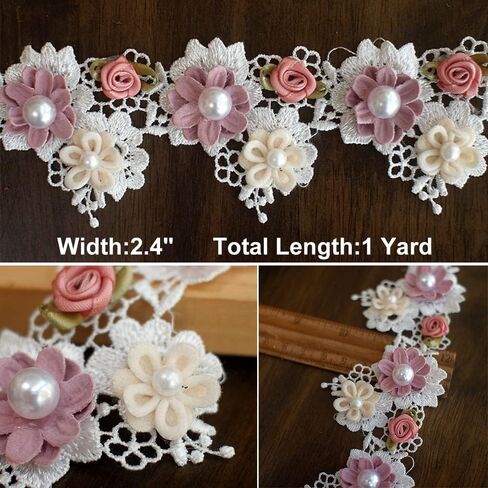 1 Yards Decorating Lace Embroidered Trim Ribbon for Bridal Wedding Decorations, Sewing DIY Making and DIY Crafts-1 Inch Wide in Saudi Arabia