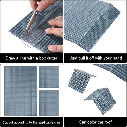Meccanixity Miniature Roof Tiles PVC نموذج البلاط السقف Mini DIY Tiles Building String for Model Building Dolls Sand Sand Table 29.5x19 in Saudi Arabia