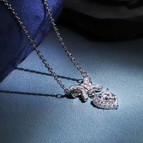 3Ct Moissanite Pendant Necklace for Women, 18 inch DF Color VVS Lab Created Diamond Engagement Necklace with Blossoms Charm, Sterling Silver Y Necklace with 18K White Gold Plated in Saudi Arabia