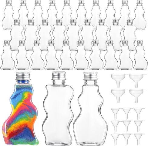 Yaomiao 30 Packs 2.5 oz Plastic Sand Art Bottles with Lids for Kids 3 Style Sand Art Clear Container for Sand Art Wedding Invitation Fun Art Craft Supply Boy Girl Decoration (Colorful Lid,Plastic Lid) in Kuwait