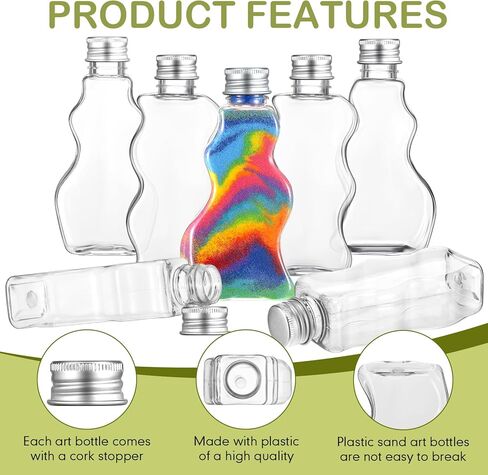 Yaomiao 30 Packs 2.5 oz Plastic Sand Art Bottles with Lids for Kids 3 Style Sand Art Clear Container for Sand Art Wedding Invitation Fun Art Craft Supply Boy Girl Decoration (Colorful Lid,Plastic Lid) in Kuwait