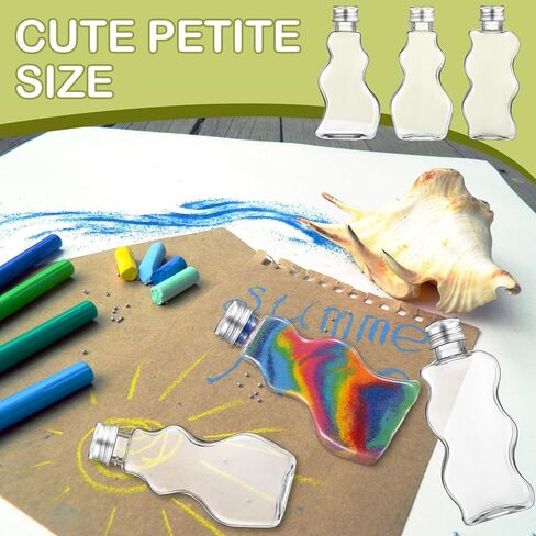 Yaomiao 30 Packs 2.5 oz Plastic Sand Art Bottles with Lids for Kids 3 Style Sand Art Clear Container for Sand Art Wedding Invitation Fun Art Craft Supply Boy Girl Decoration (Colorful Lid,Plastic Lid) in Kuwait