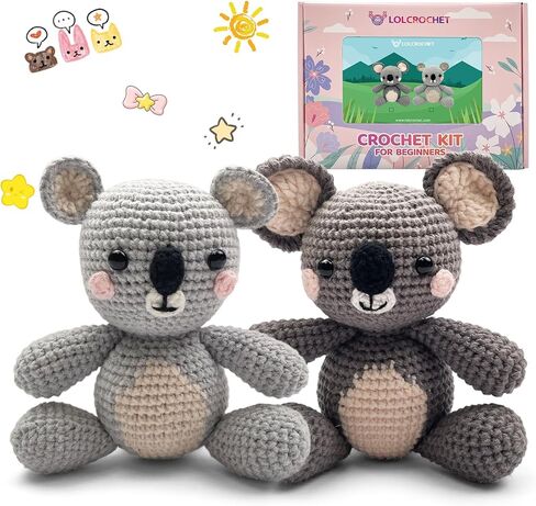 LOLCROCHET Dogs Crochet Kit for Beginners, Labrador Puppies DIY Amigurumi Starter Set with Step-by-Step Video & Book Tutorial, Easy Knitting Project for Adults Crocheting Doll Xmas Gift in Saudi Arabia