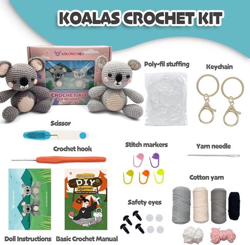 LOLCROCHET Dogs Crochet Kit for Beginners, Labrador Puppies DIY Amigurumi Starter Set with Step-by-Step Video & Book Tutorial, Easy Knitting Project for Adults Crocheting Doll Xmas Gift in Saudi Arabia