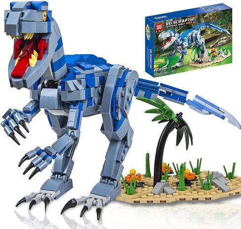 Jurassic Dinosaur Toys Compatible with Lego, 649PCS Velociraptor Building Kit for 6-10 Boys, 15.1 Inches Big Creative Dinosaur Toy for 7-9 Year Old Boy Christmas Birthday in Saudi Arabia