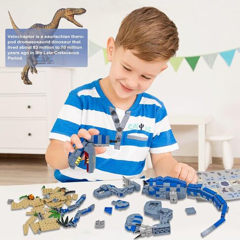 Jurassic Dinosaur Toys Compatible with Lego, 649PCS Velociraptor Building Kit for 6-10 Boys, 15.1 Inches Big Creative Dinosaur Toy for 7-9 Year Old Boy Christmas Birthday in Saudi Arabia