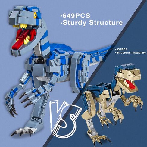 Jurassic Dinosaur Toys Compatible with Lego, 649PCS Velociraptor Building Kit for 6-10 Boys, 15.1 Inches Big Creative Dinosaur Toy for 7-9 Year Old Boy Christmas Birthday in Saudi Arabia