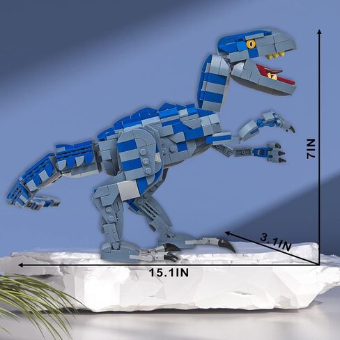 Jurassic Dinosaur Toys Compatible with Lego, 649PCS Velociraptor Building Kit for 6-10 Boys, 15.1 Inches Big Creative Dinosaur Toy for 7-9 Year Old Boy Christmas Birthday in Saudi Arabia