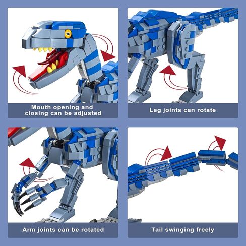 Jurassic Dinosaur Toys Compatible with Lego, 649PCS Velociraptor Building Kit for 6-10 Boys, 15.1 Inches Big Creative Dinosaur Toy for 7-9 Year Old Boy Christmas Birthday in Saudi Arabia