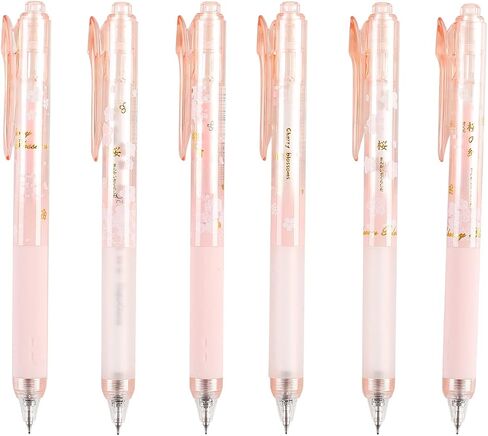 Cherry Retractable Gel Pens Gel Ink Rollerball Pen Set Cute Creative 0.5 mm Black Ink Writing Pens Smooth Writing Pen for Journaling Note Taking Sketching (6 pcs, D8904B) in Saudi Arabia