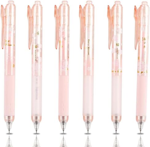 Cherry Retractable Gel Pens Gel Ink Rollerball Pen Set Cute Creative 0.5 mm Black Ink Writing Pens Smooth Writing Pen for Journaling Note Taking Sketching (6 pcs, D8904B) in Saudi Arabia