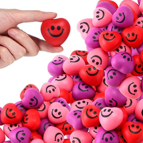 Jerify 100 Pcs Valentines Day Heart Stress Balls 1.5 Inch Small Heart Shape Stress Balls Mini Relief Balls Party Favors Valentines Day Gifts for Little Teens(Cute Style)(Cute Style) in Saudi Arabia