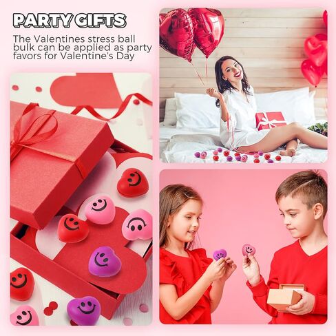 Jerify 100 Pcs Valentines Day Heart Stress Balls 1.5 Inch Small Heart Shape Stress Balls Mini Relief Balls Party Favors Valentines Day Gifts for Little Teens(Cute Style)(Cute Style) in Saudi Arabia