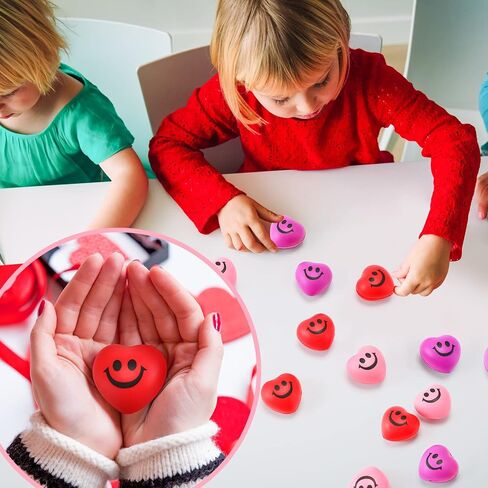 Jerify 100 Pcs Valentines Day Heart Stress Balls 1.5 Inch Small Heart Shape Stress Balls Mini Relief Balls Party Favors Valentines Day Gifts for Little Teens(Cute Style)(Cute Style) in Saudi Arabia