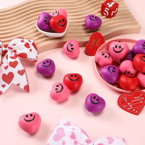 Jerify 100 Pcs Valentines Day Heart Stress Balls 1.5 Inch Small Heart Shape Stress Balls Mini Relief Balls Party Favors Valentines Day Gifts for Little Teens(Cute Style)(Cute Style) in Saudi Arabia