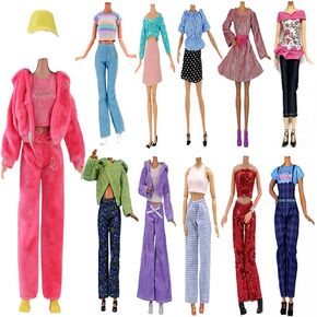 Doll Clothes, 5 Sets Outfits Winter Dresses Pants Windbreaker Hat for 11.5 inch Dolls Accessories Random Style (C)