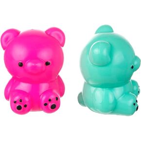 Expressions 2pc Gummy Bear Squishy Toys - Bright Magenta & Turquoise Juicy Jelly Fun Toy - Sticky Teddy Bear Pull & Squish Sensory Toys, Squeeze Toy Squishies
