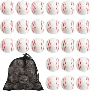24 Pcs Baseball Stress Ball,2.5 in Foam Squeeze Balls,Mini Baseball Stress Balls for Anxiety Relief,Relaxation,Small Sports Balls for Party Carnival Reward Baseball Sports Themed Party