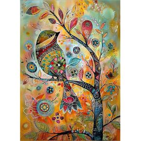 Auremi Tree Diamond Art Painting Kits للبالغين المبتدئين ، DIY 5D Bird Diamond Art Paint with Diet Miamonds Full Drill Gem Art Painting Stick Decor