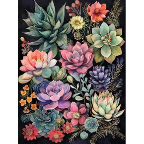 ijbnhd Succulent Diamond Art Kits for Adults Plants Diamond Painting Kits for Adults Full Drill Round Gem Art Painting for Crafts Home Wall Decor Gift 12x16inch